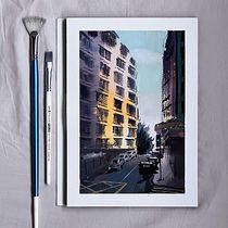 Hong Kong urban landscape: Gouache Painting of Urban Landscapes