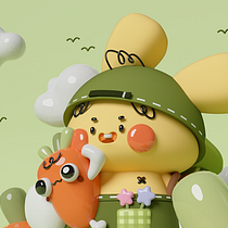 Bunny Explorer with Plush Carrot Companion