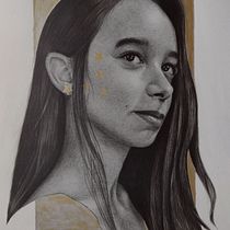 Girl with Gold Star Accents