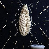 Goldwork Embroidered Beetle on Velvet