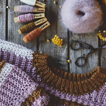 Jersey crochet en tonos malva y canela