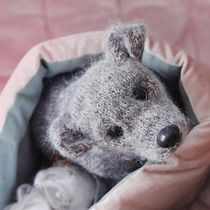 Knitted Realistic Puppy in Blanket