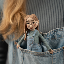 Handmade Pocket Puppet with Glasses