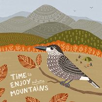 Autumn Mountains Bird Illustration