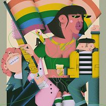 Pride Parade Rock Band Illustration