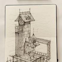 Clocktower Pavilion Ink Sketch