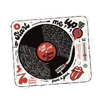 Vinyl-Player mit Stones-Lettering