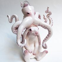 Octopus Crown on Timid Rabbit Sculpture