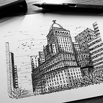 Mi proyecto del curso: Dibujo arquitectónico urbano con tinta