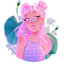 Chica rosada con trenzas lunares