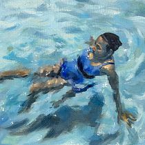 Woman floating in pool oil