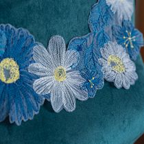 Blue and White Machine-Embroidered Daisies