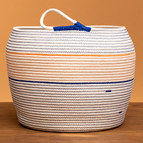Striped Rope Basket with Handle