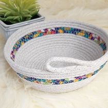 Coiled Rope Bowl with Colorful Inlay