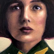 Close-Up Oil Portrait with Bob Haircut