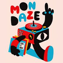 Playful Record-Head Mascot Illustration