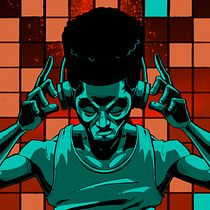 DJ em Silhueta Neon, ilustração