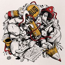 Colagem ilustrada de objetos criativos