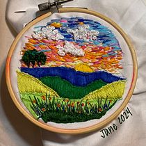 My project for course: Design and create a 'stained glass' embroidery
