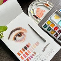 Ojo expresivo en acuarela y pruebas de color