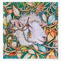 Sheep Entwined in Vined Leaves