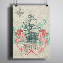 -NAUFRAGI- Ilustración inspirada por la música de Cleptòmans de Bancal. Art Direction, Design, Graphic Design, Events, Traditional illustration, and Music project by Román Cholbi - 05.13.2015