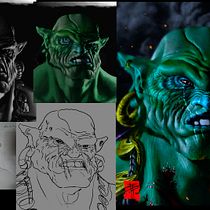 Rendery Turnaround final de mi proyecto Zbrush, Korr-Ga'hal el ORCO!. Un projet de 3D, Beaux Arts, Cinéma, B, e dessinée, Conception de personnages, Sculpture et Illustration traditionnelle de Borja Puig Linares - 23.07.2015