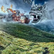Solo en la oscuridad (Dragones). Collage, Graphic Design, and Photograph project by David Brat - 06.20.2015