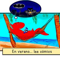 Cartel de vacaciones de tienda de cómics. Comic, and Traditional illustration project by Isabel Navarro Rivas - 08.01.2015