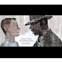 Proyecto de Curso: Escena de Forrest Gump con texturas y figuras geométricas.. Cinema e Ilustração tradicional projeto de cristinacorrea - 03.06.2016