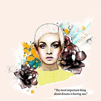 Mi Proyecto del curso: Retrato de Twiggy. Ilustração tradicional projeto de Miriam Hernández - 16.10.2016