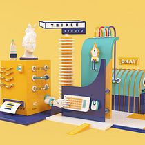 TRIPLE. 3D, Art Direction, and Traditional illustration project by Yolanda Hache - 01.06.2017