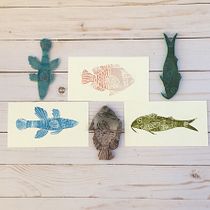 Colección de peces. Mi primer contacto con la gubia.. Een project van Zeefdruk van vivicorel - 09.03.2017