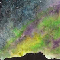 Mi Proyecto del curso: Técnicas modernas de Acuarela.  Aurora boreal y galaxia . Un progetto di Illustrazione tradizionale di sandrarosmarino - 23.03.2017