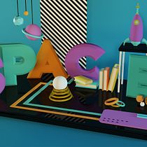 Space: Dirección de Arte con Cinema 4D. 3D project by Yaneli Chávez - 06.01.2017
