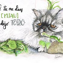 La Gata Catalina, si tu me dices (Miau) lo dejo todo. Fine Arts, Calligraph, and Traditional illustration project by Helena Castaño Pérez-Olleros - 09.23.2017