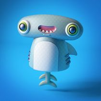 Marti el tiburón martillo! Primera mascota en C4D :). Character Design project by Andrés Gómez - 10.27.2017
