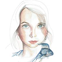 Niña con pez: Retrato ilustrado en acuarela. Een project van Traditionele illustratie van Lourdes Alonso Carrión - 16.12.2017