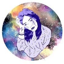 Woman of the galaxy: Técnicas modernas de Acuarela. Projekt z dziedziny  Sztuki piękne,  Manager art, st, czn, Trad, c, jna ilustracja i  Malarstwo użytkownika Florencia Rigiroli - 15.01.2018