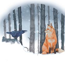 El zorro y el cuervo :3. Ilustração tradicional projeto de Nieves Morales - 20.01.2018