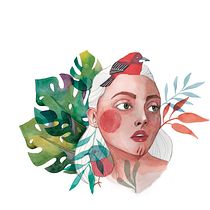 Oiseaux (tropicaux) dans la tête . Un projet de Illustration traditionnelle de Lina Yumi Traspaderne - 25.01.2018
