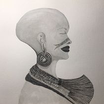 Ahí va, usando como modelo una imagen de Phil Borges, cuya obra admiro.  Con muchas ganas de seguir trabajando con tinta china. Gracias, Poni! Realmente inspiradora! . Ilustração tradicional projeto de Nuria Rodriguez - 30.01.2018