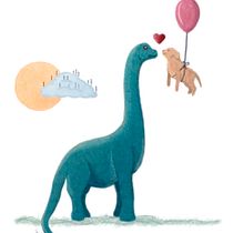 Dino y Gos.. Ilustração tradicional projeto de Fátima Giménez - 26.03.2018
