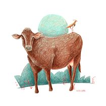 Una vaca es una vaca, proyecto con lápices. Ilustração tradicional projeto de Cecilia Gabbi - 02.04.2018