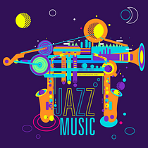  Jazz Music Poster. Creativit, Poster Design, Traditional illustration, Digital Illustration, and Vector Illustration project by Andrés Del Valle - 05.05.2018