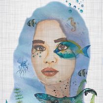 Mi Proyecto final: Retrato ilustrado en acuarela la vida en el oceano. Un projet de Illustration traditionnelle de Claudia Taracena - 23.05.2018