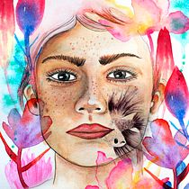 Retrato ilustrado en acuarela. Een project van Traditionele illustratie van Ana Karen Cortés Montaño - 24.05.2018