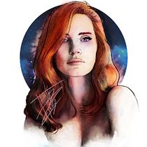 My Universe Jessica Chastain. Ilustração tradicional projeto de Thomás Reynoso Vazquez - 07.07.2018