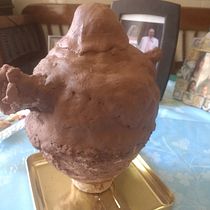 Botijo sin torno y secado al aire. Aplicadas diferentes técnicas. Dificultad al ser más grueso el centro.... Arts, and Crafts project by Hilde Gardahipa - 08.10.2018