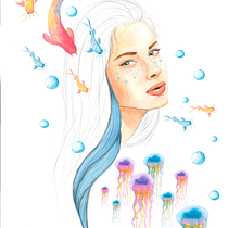 Mi Proyecto del curso: Underwater. Een project van  Portrettekening van Luna Marbán - 29.08.2018